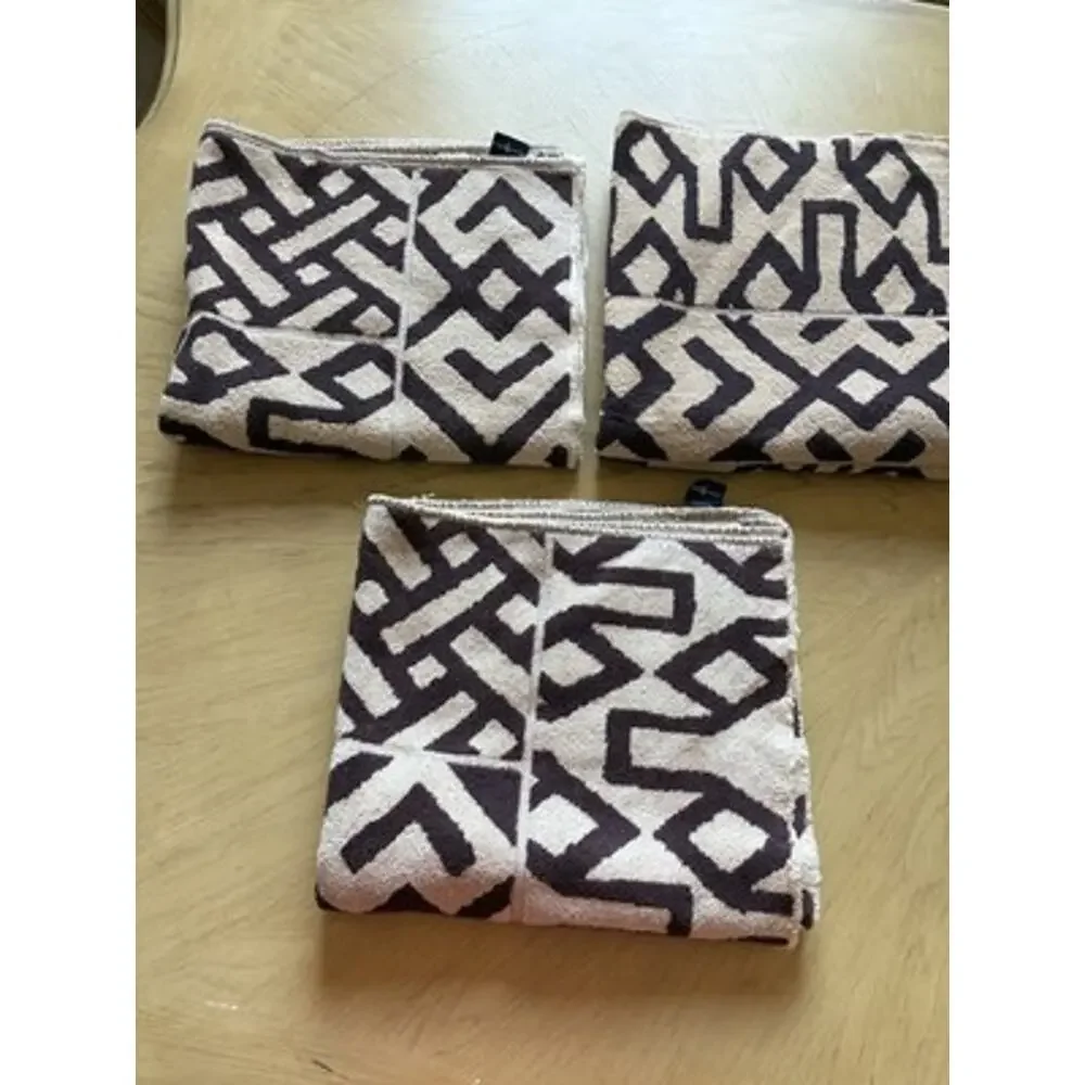 Vtg 80s Ralph Lauren Bath Towels Lot 3 Chevron Geometric Aztec Brown 27x48’ USA